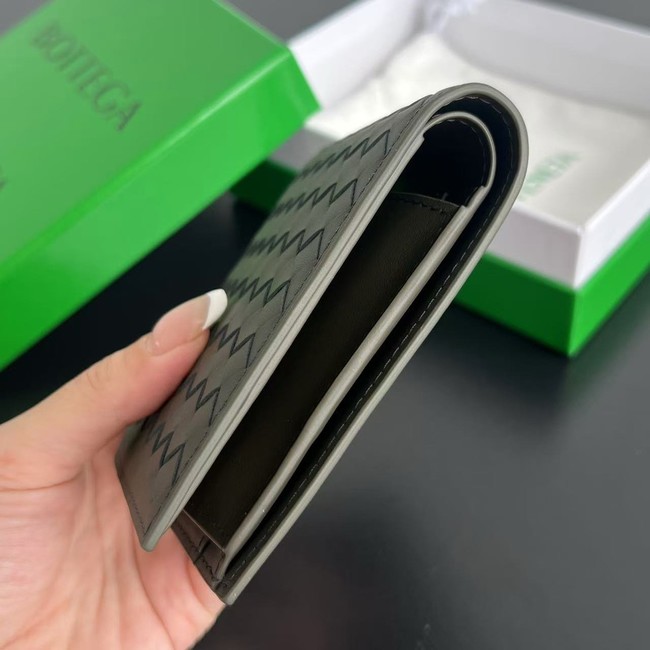 Bottega Veneta Intrecciato Bi-Fold Wallet With Coin Purse 749412 Dark green