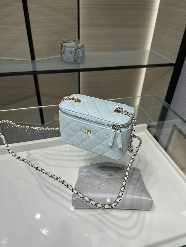 CHANEL Classic Small Vanity with Chain AP1341 light blue