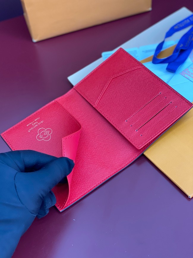 Louis Vuitton Passport Cover M14877 brown&red