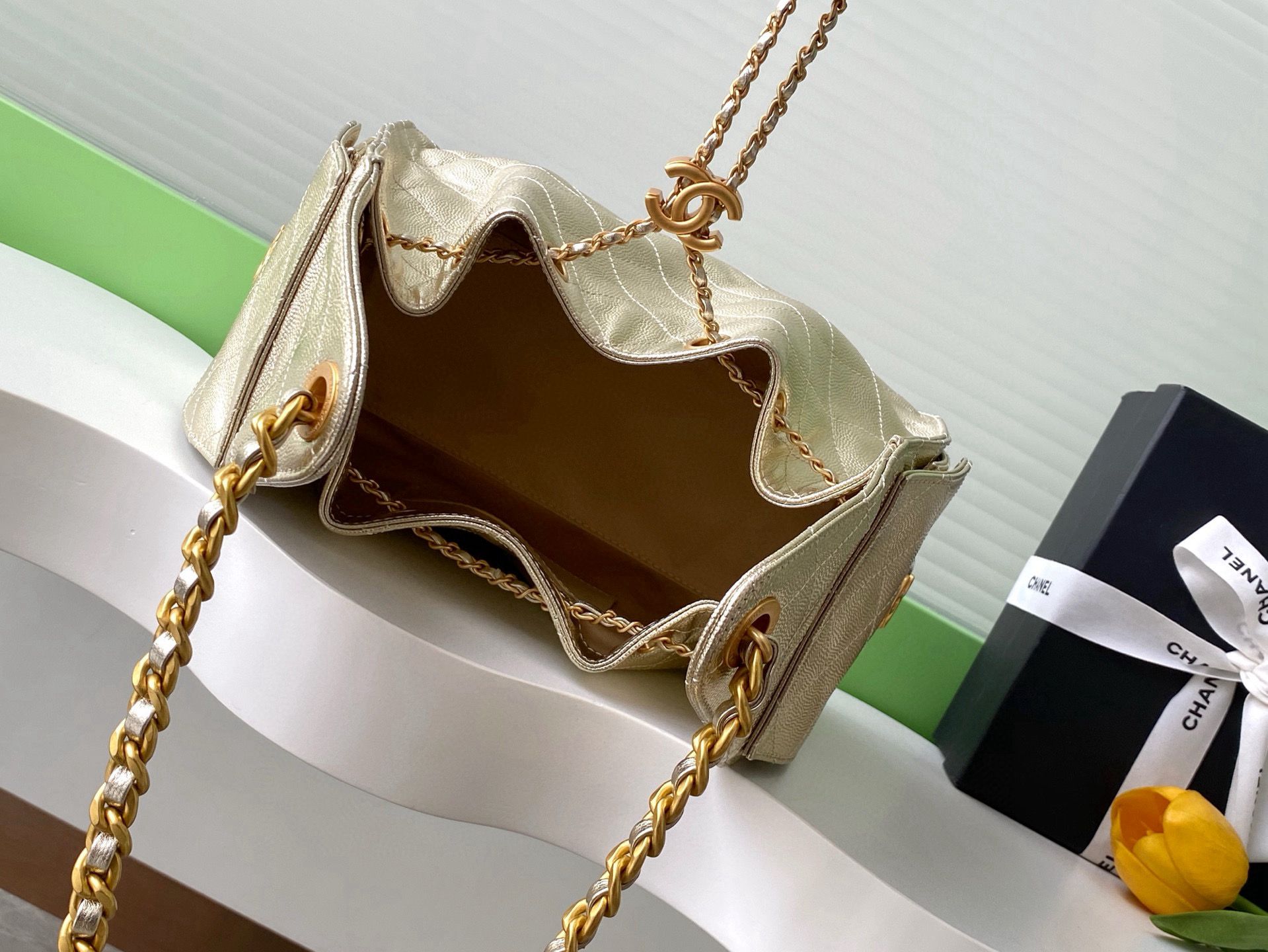 CHANEL 25 SMALL HANDBAG AS5293 Gold