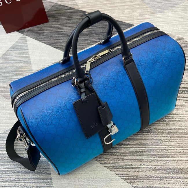 Gucci Original Leather GG Supreme Travel Bag 835688 blue