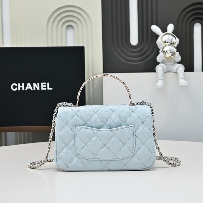 Chanel MINI FLAP BAG CLUTCH WITH CHAIN Gold-Tone Metal AS4591 light blue