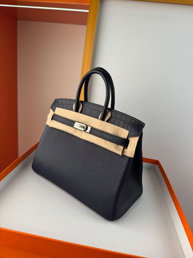 Hermes Birkin Bag Leather Nile crocodile&togo HBK2530-4