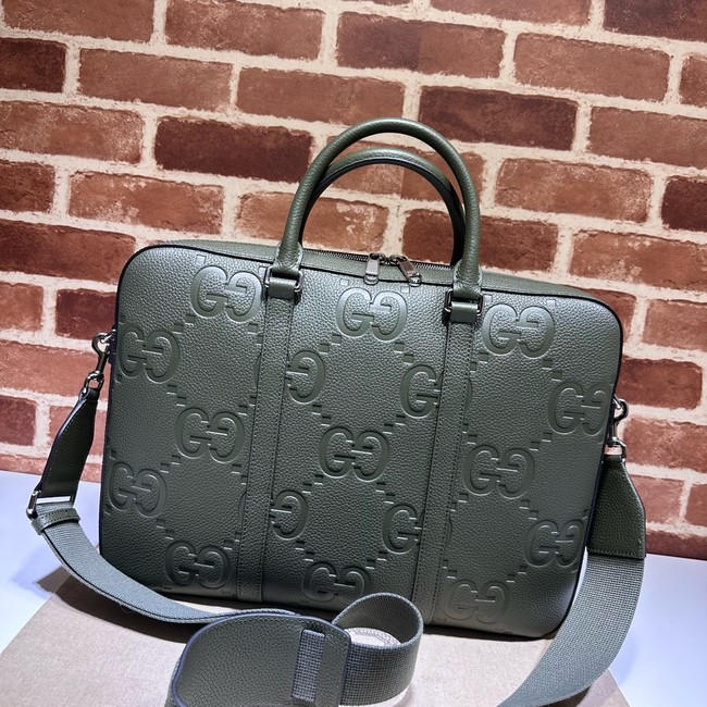 Gucci Jumbo GG Leather Briefcase 658573 green