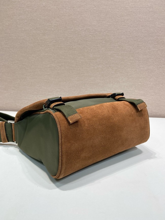 Prada Medium Re-Nylon and suede shoulder bag 2VD066 Musk Green