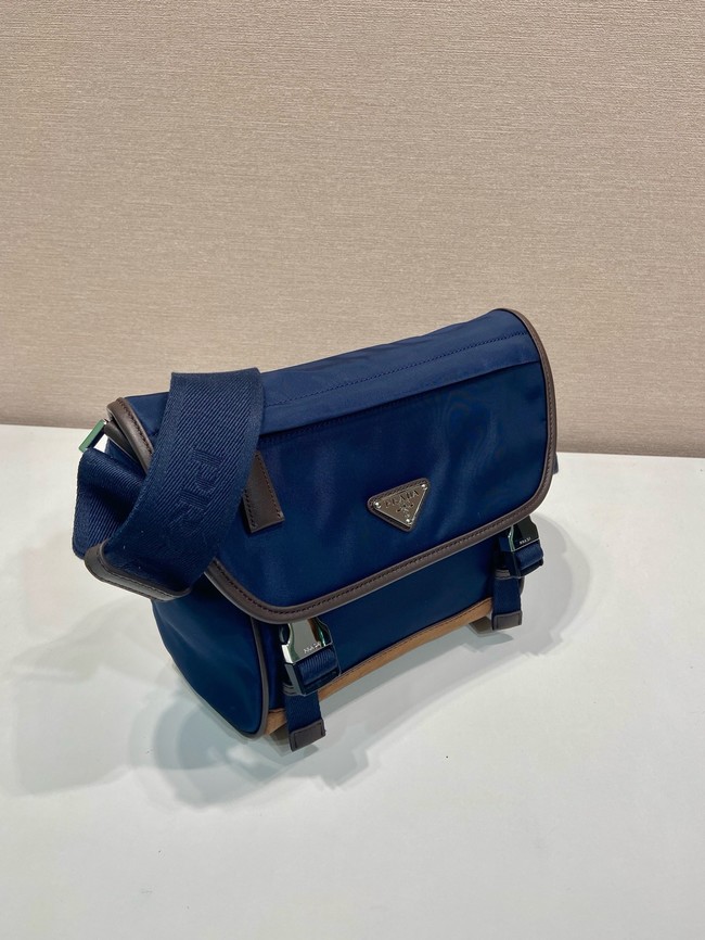 Prada Medium Re-Nylon and suede shoulder bag 2VD066 blue