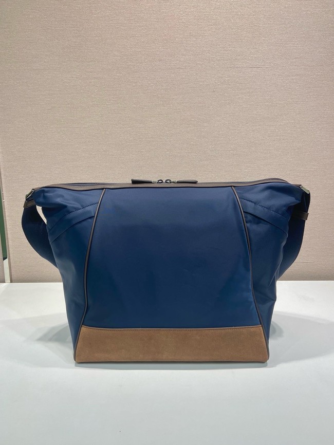 Prada Medium Re-Nylon and suede shoulder bag 2VH180 blue