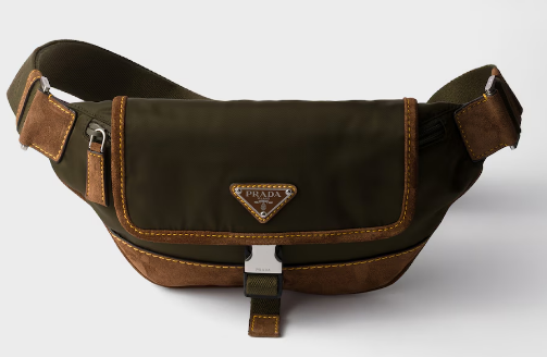 Prada Re-Nylon and suede belt bag 2VH176 Musk Green