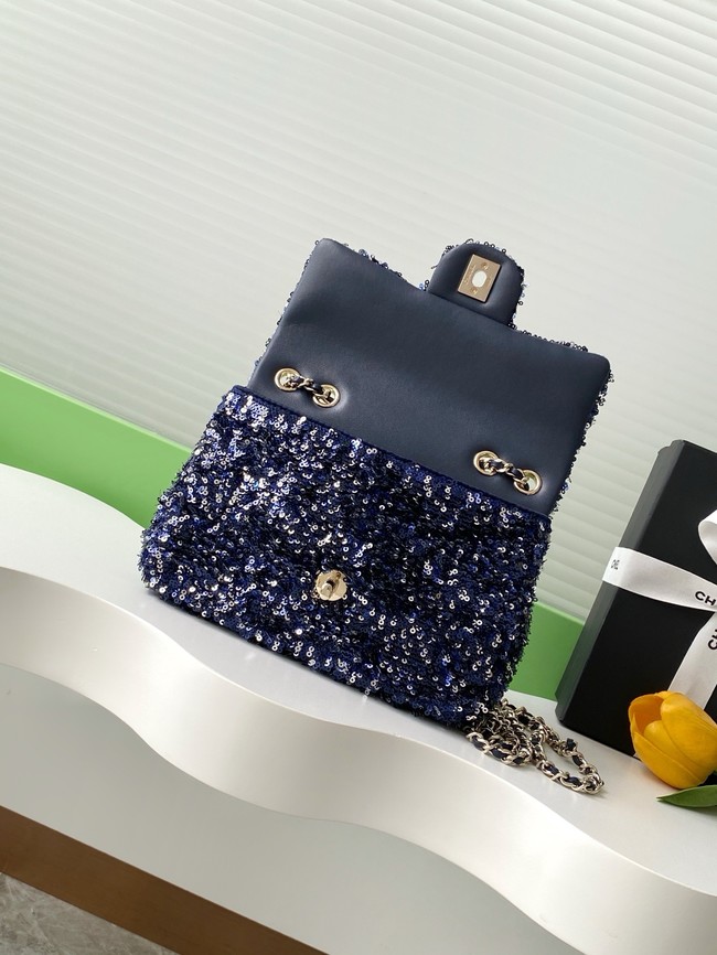 Chanel Fringed Sequins Flap Bag AS4561 dark blue