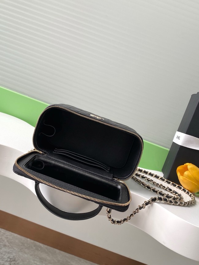 Chanel MINI FLAP BAG CLUTCH WITH CHAIN Gold-Tone Metal AP4325 BLACK