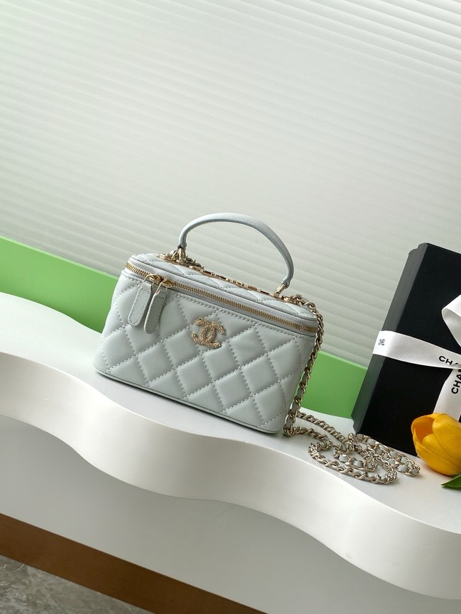 Chanel MINI FLAP BAG CLUTCH WITH CHAIN Gold-Tone Metal AP4325 gray