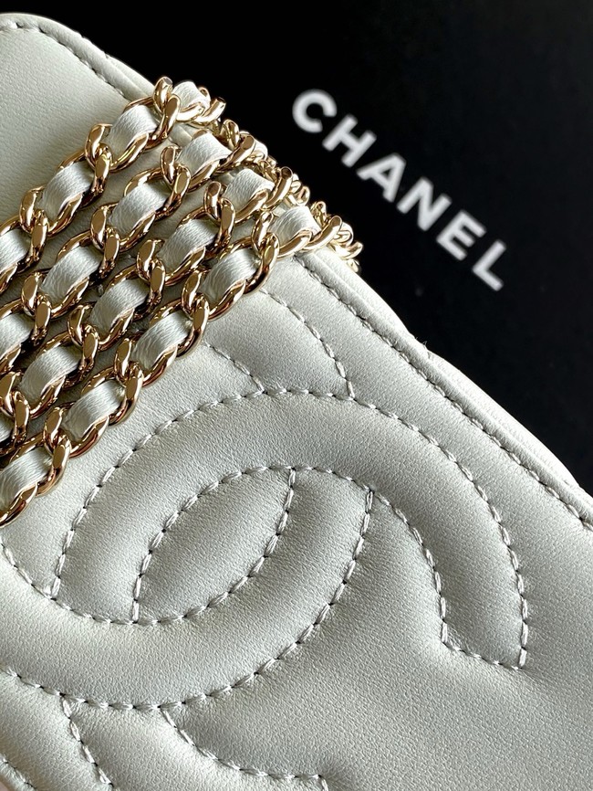Chanel MINI FLAP BAG CLUTCH WITH CHAIN Gold-Tone Metal AP4325 gray