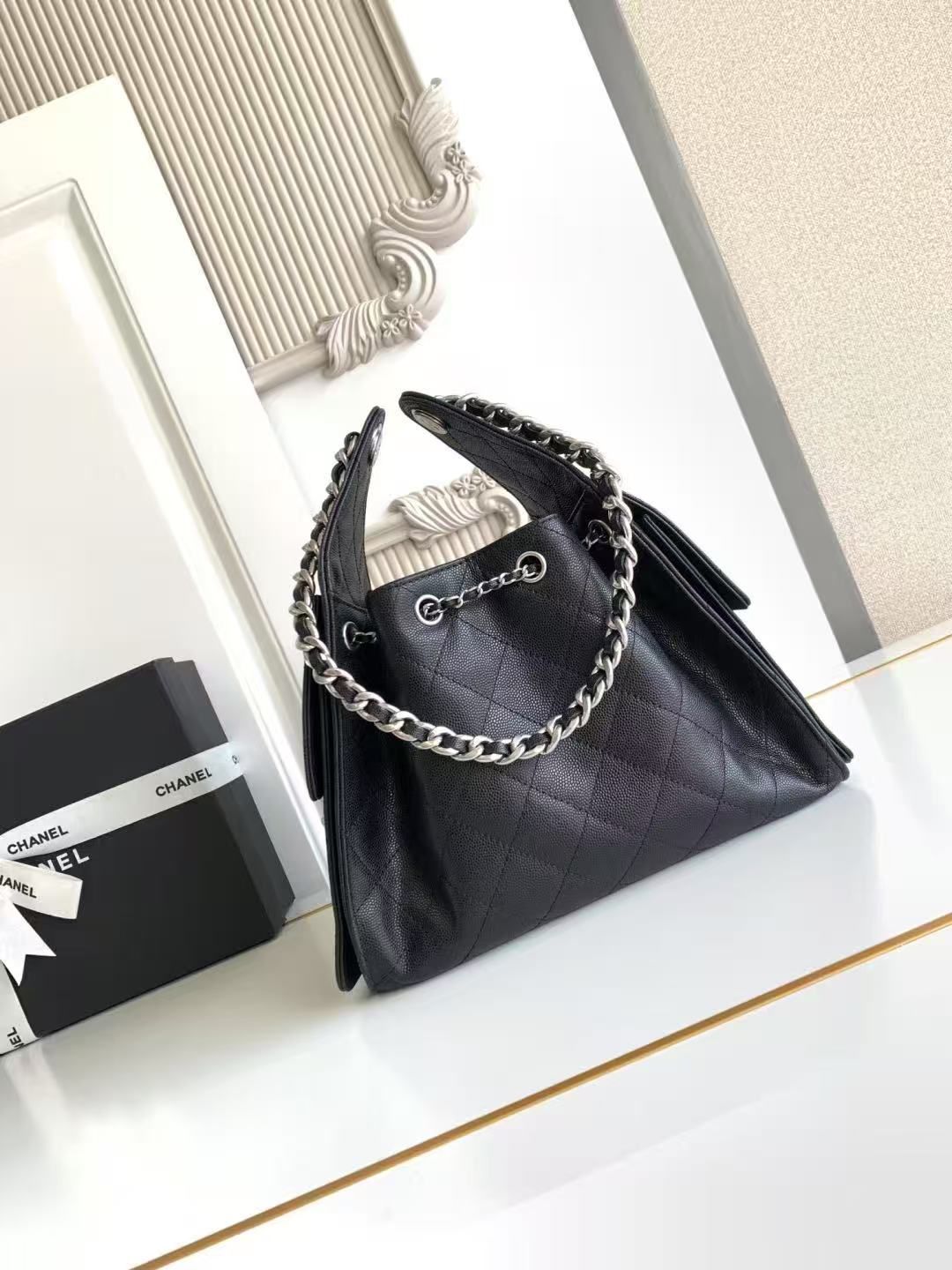 CHANEL 25 SMALL HANDBAG AS5293 Black&Silver-Tone