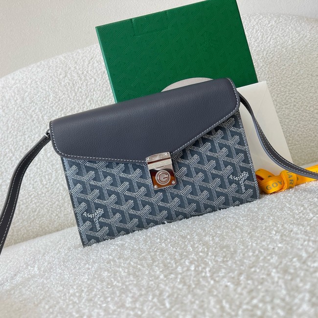 Goyard Calfskin Leather Shoulder Bag 55698 dark blue