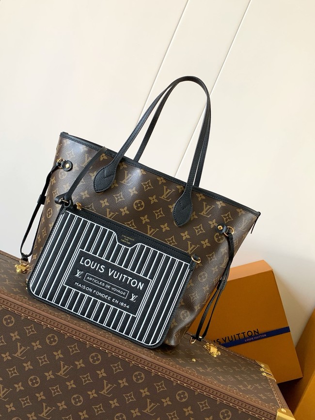 Louis Vuitton Neverfull Bandouliere Inside Out MM M12257 black