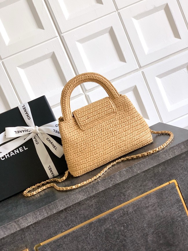 Chanel MINI Raffia SHOPPING BAG AS4416 Apricot