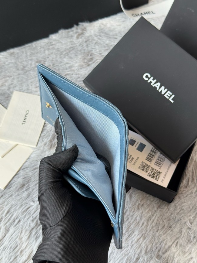 Chanel Leather Wallet A84058 blue