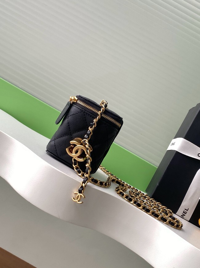 CHANEL Grained Calfskin Small Vanity with Chain AP3941 black