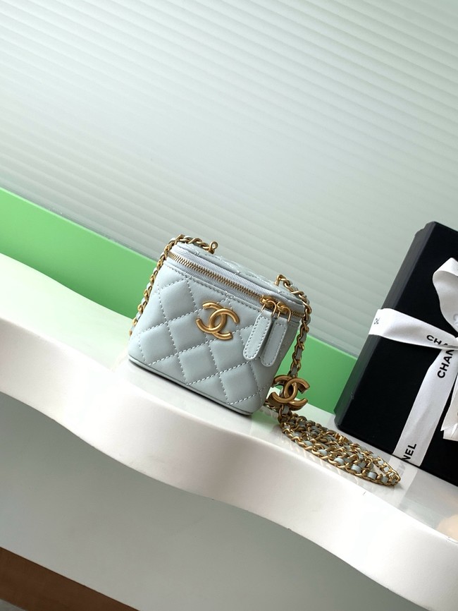 CHANEL Lambskin Small Vanity with Chain AP3941 Light blue