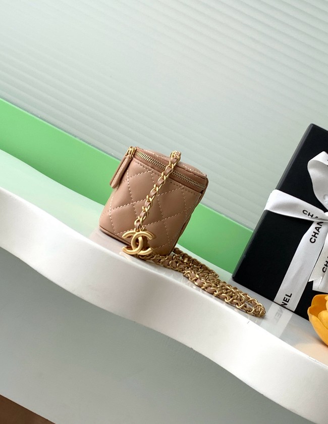CHANEL Lambskin Small Vanity with Chain AP3941 Light tan