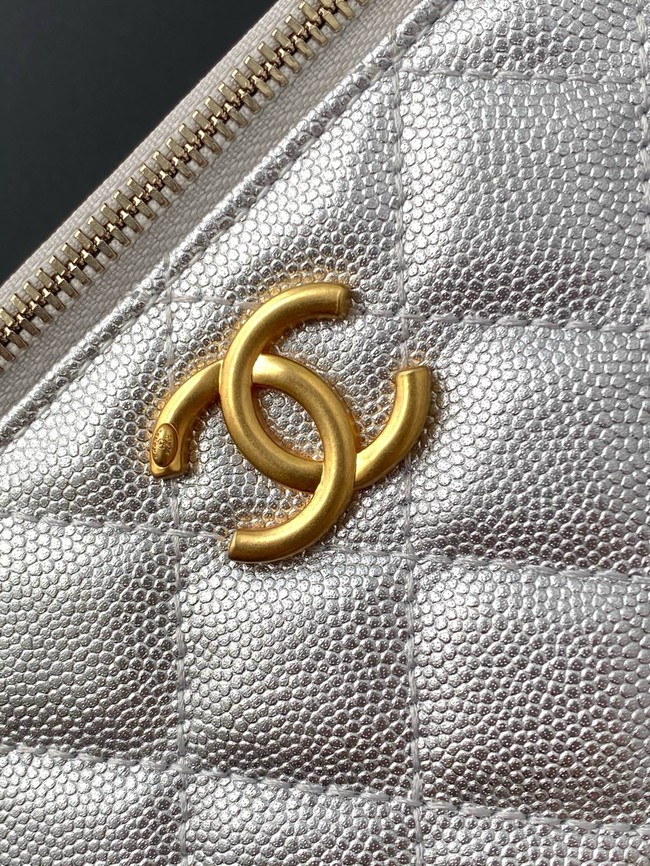 CHANEL MINI CLUTCH Grained Calfskin AP3940 Silvery