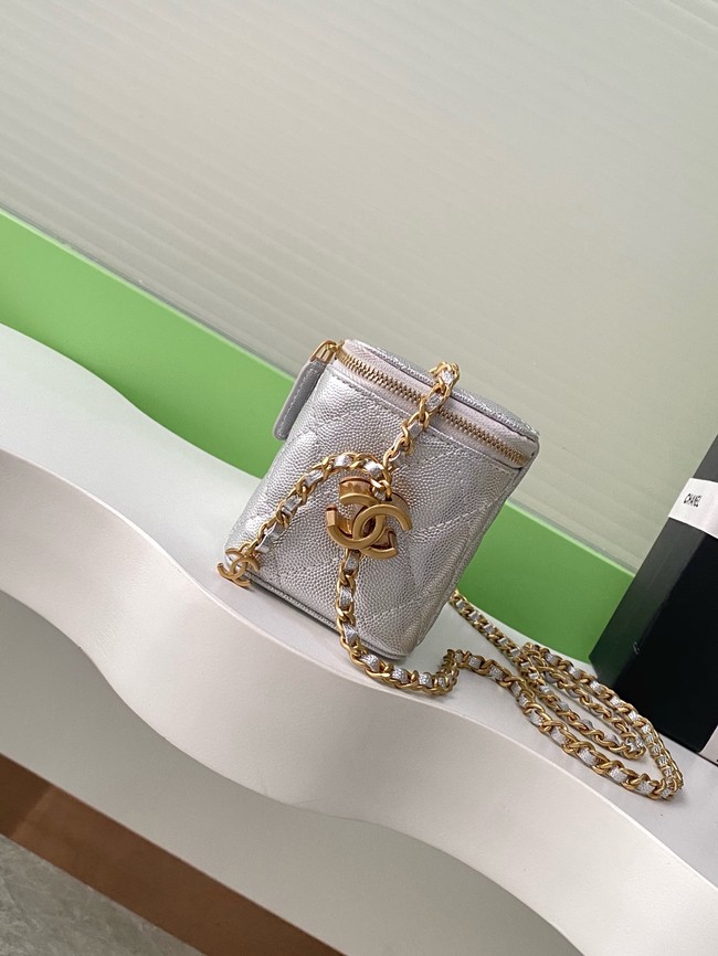 CHANEL MINI CLUTCH Grained Calfskin AP3940 Silvery