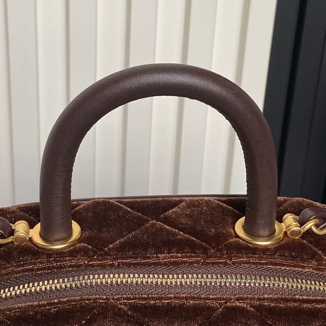 Chanel Velvet Mini Bowling Bag AS5572 Dark Brown