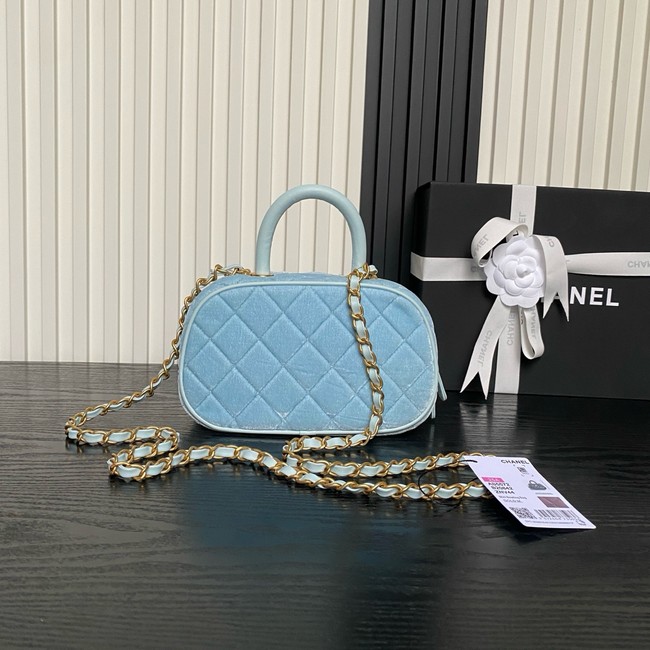 Chanel Velvet Mini Bowling Bag AS5572light blue