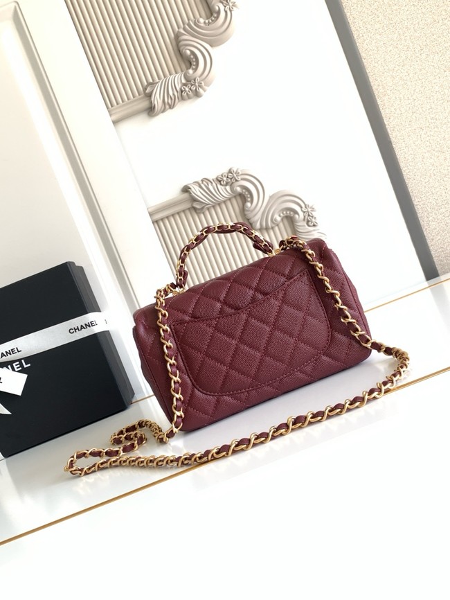CHANEL Mini Flap Bag with Top Handle AS5701 burgundy