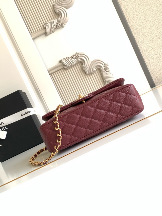 CHANEL Mini Flap Bag with Top Handle AS5702 burgundy