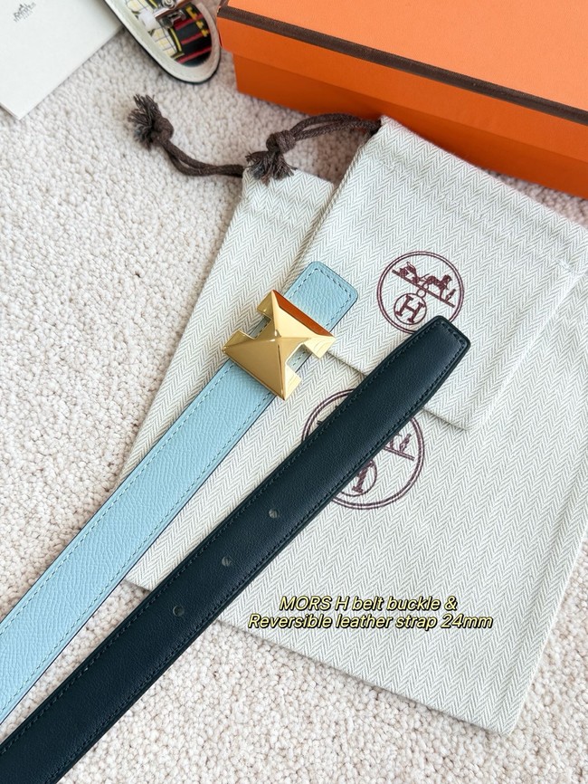 Hermes Epsom calfskin double-sided leather belt 65993