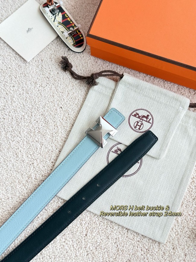 Hermes Epsom calfskin double-sided leather belt 65994