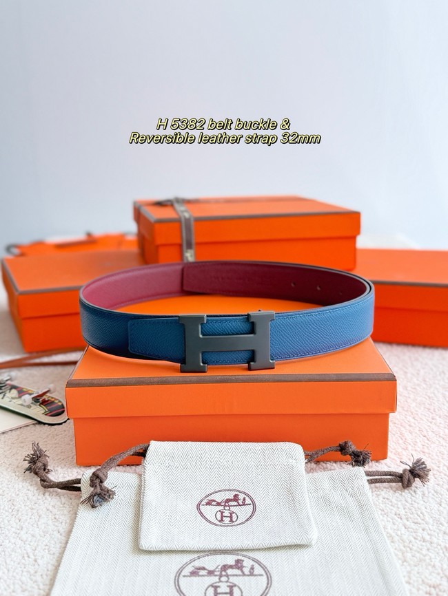 Hermes Epsom calfskin double-sided leather belt 65998