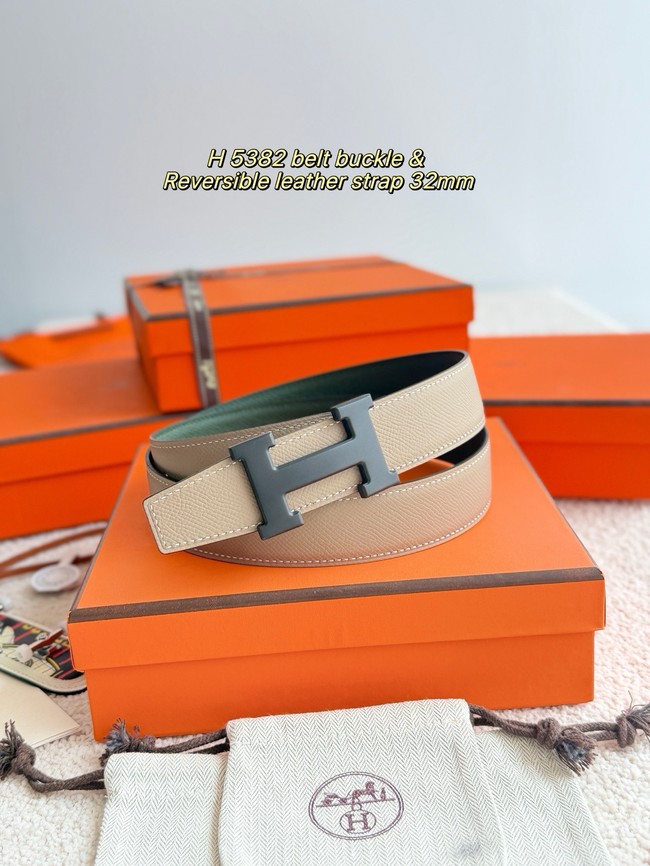 Hermes Epsom calfskin double-sided leather belt 66001