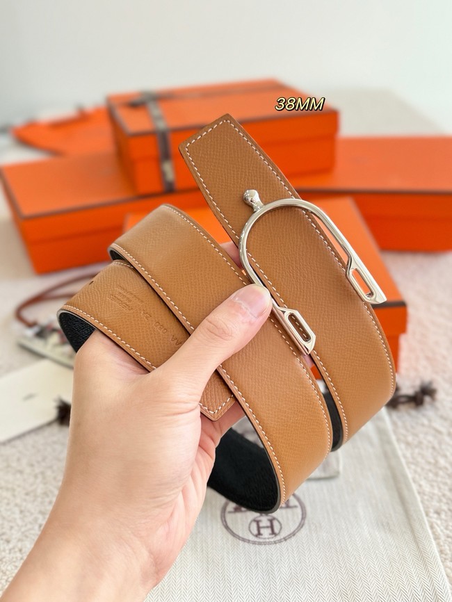 Hermes Epsom calfskin double-sided leather belt 66010