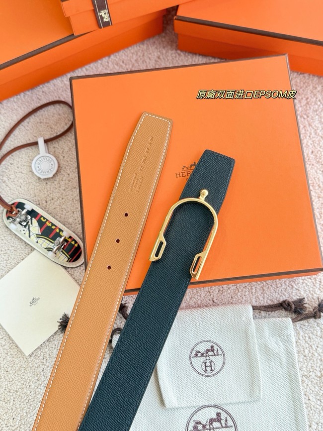 Hermes Epsom calfskin double-sided leather belt 66011