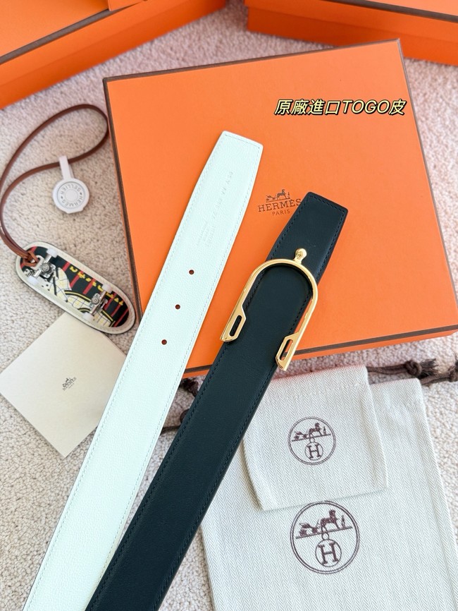 Hermes Swift calfskin double-sided leather belt 66017