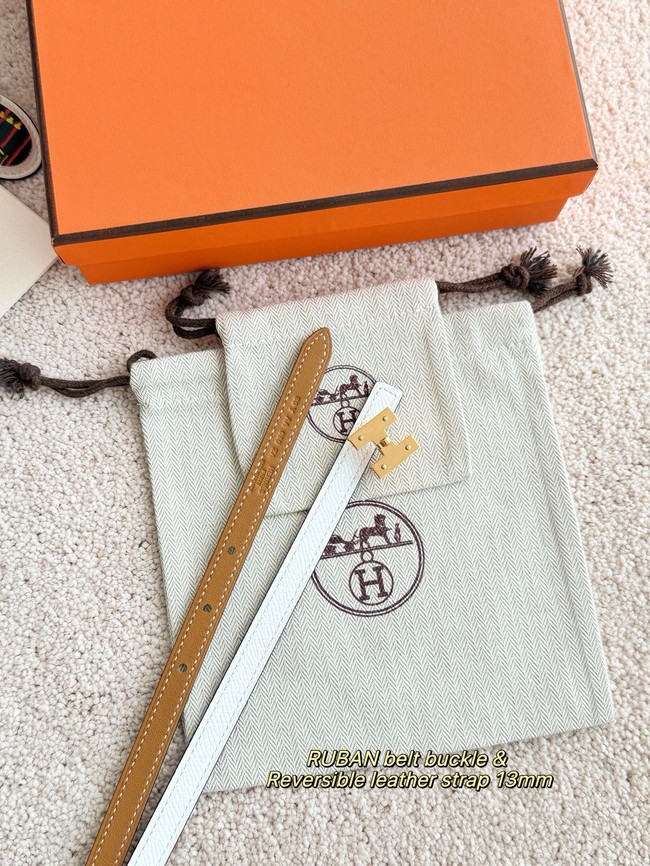 Hermes Swift & Epsom calfskin double-sided leather belt 66024