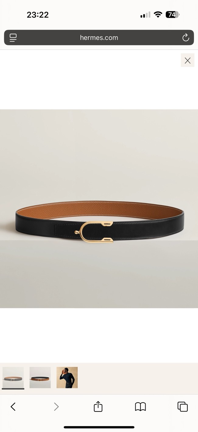 Hermes Swift calfskin double-sided leather belt 66020