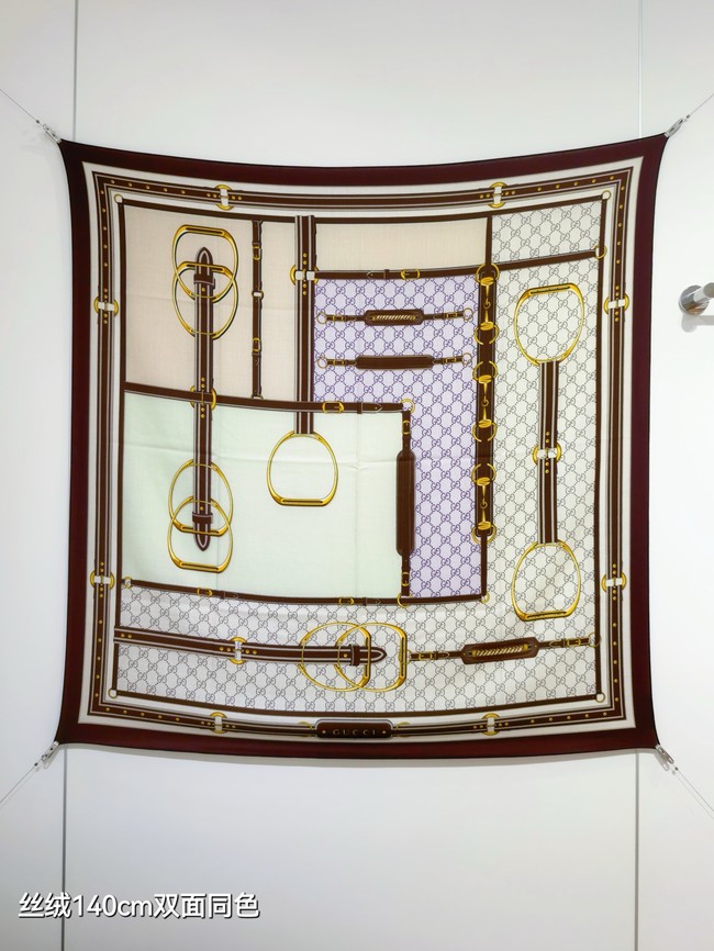 Gucci Square Scarf Silk Jacquard KY145