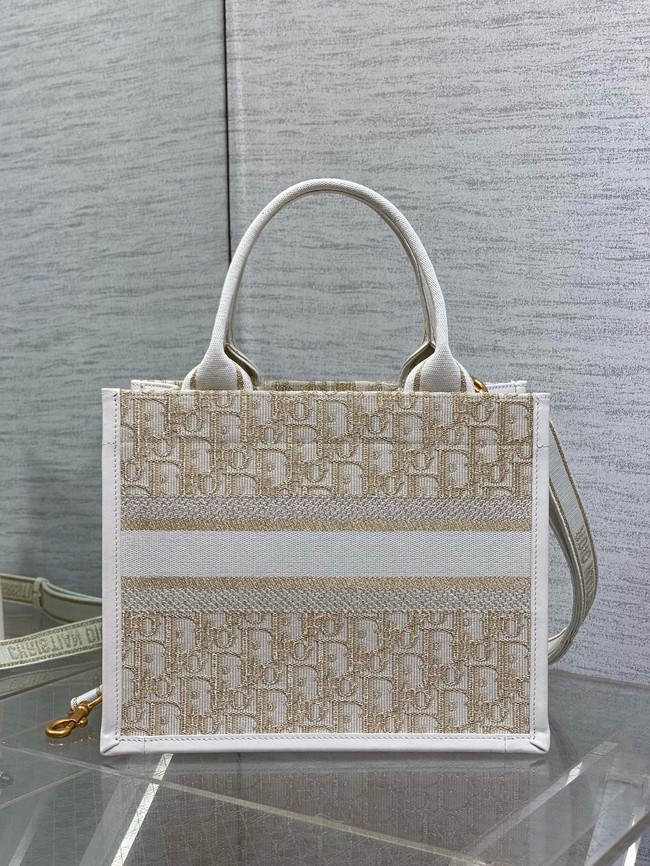 Small Dior Book Tote Dior Oblique Embroidery and Calfskin M1325CZ-2