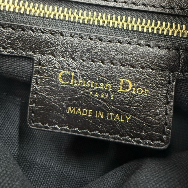 Small Dior Voyage Bag Black Flat Macrocannage Grained Calfskin M2845UJ