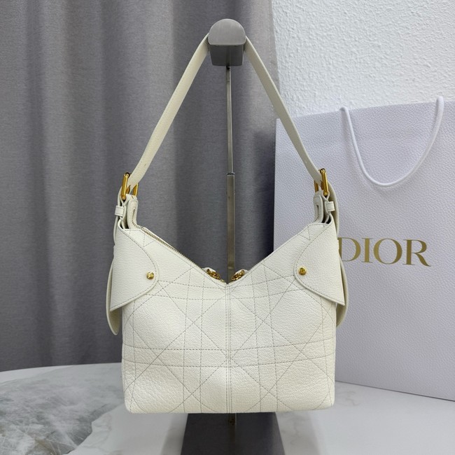Small Dior Voyage Bag Flat Macrocannage Grained Calfskin M2845UJ Latte