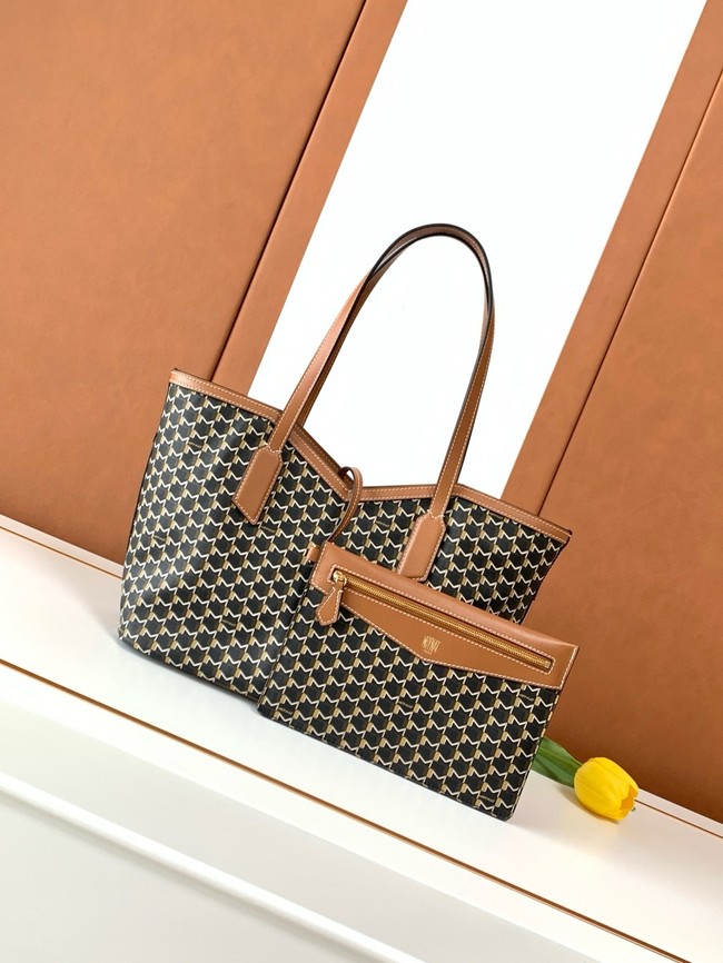 Goyard Calfskin Leather Tote Bag PM M8003 black&brown