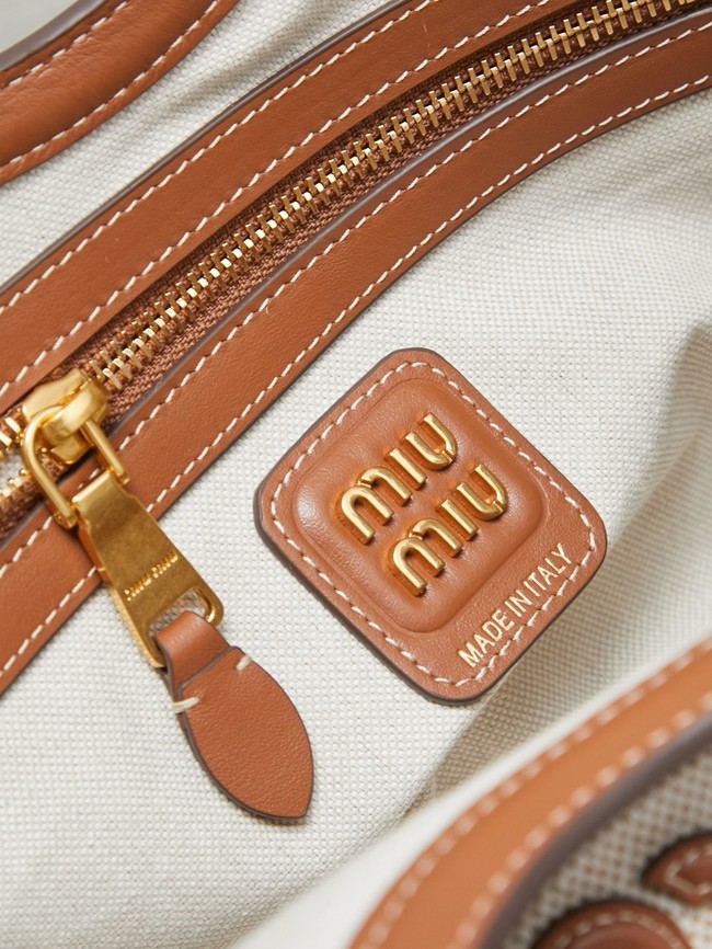 MIUMIU IN canvas&Leather Shoulder Bags 5GB288 Beige