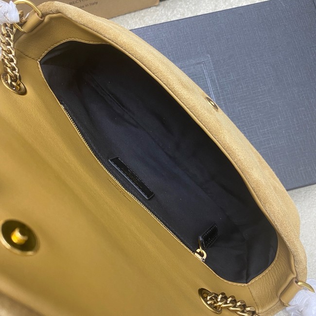 Saint Laurent CALYPSO small in plunged suede 734153 CARAMEL COGNAC