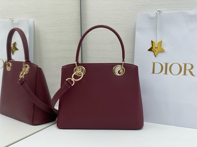 Dior Calfskin Tote Bag 6598 burgundy