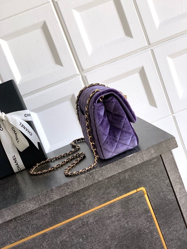Chanel Mini Classic Handbag velvet AS1786 Purple