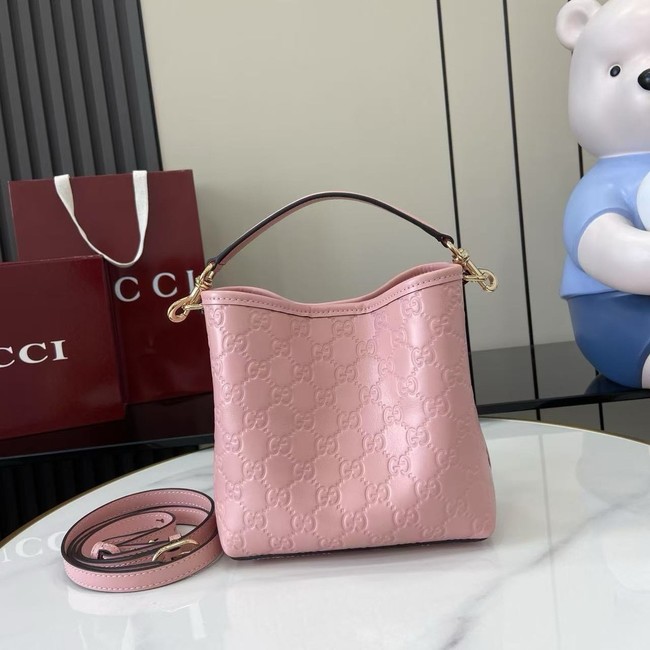 Gucci GG Emblem small bucket bag 815118 pink