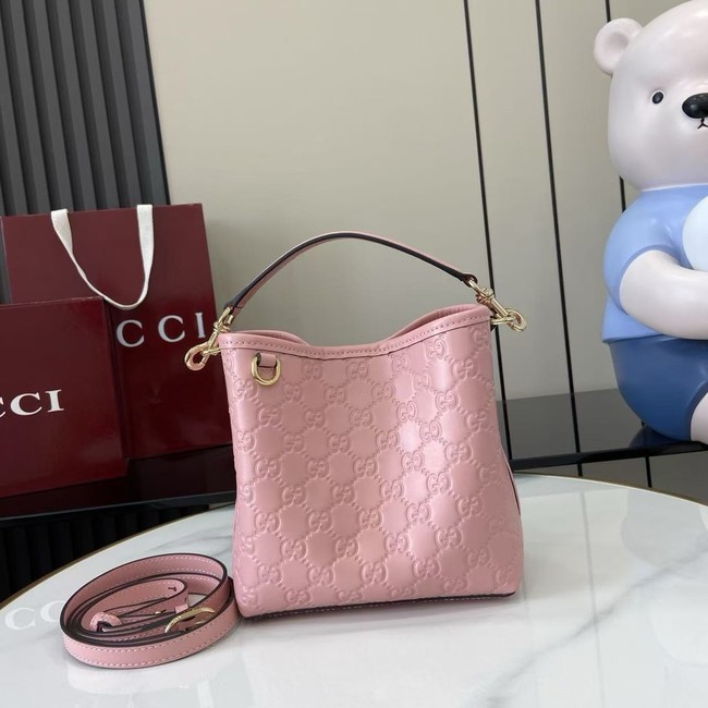 Gucci GG Emblem small bucket bag 815118 pink